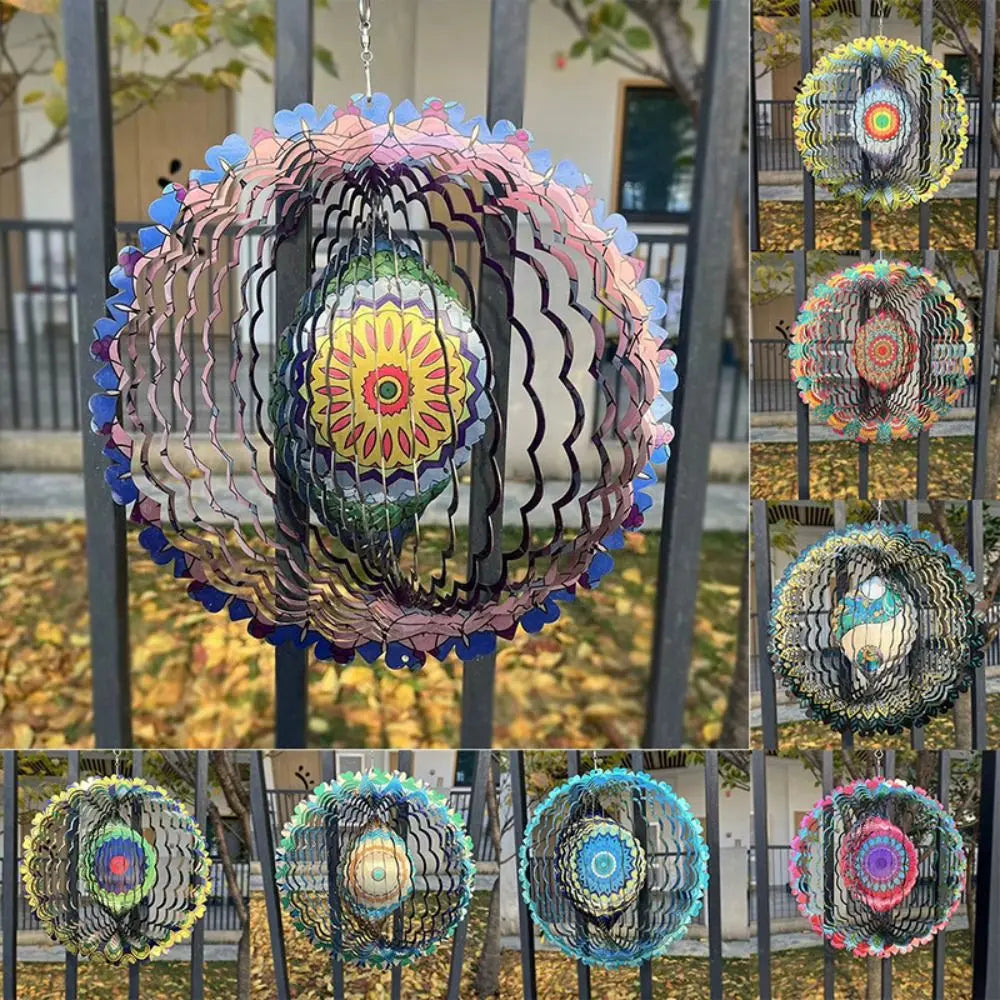 Garden Wind Spinner  3D Mandala Design With Emerald Pattern - Product example