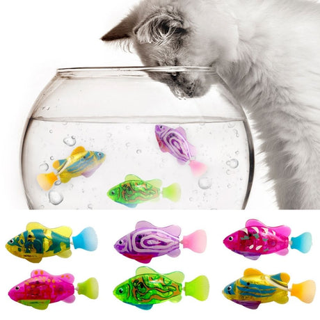 Interactive Swimming Fish Cat Toy  Light-Up Motion Activated Design - Product showcase