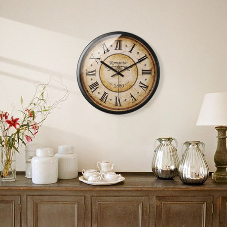 Vintage Wall Clock  Roman Numeral Metal Design - Product showcase