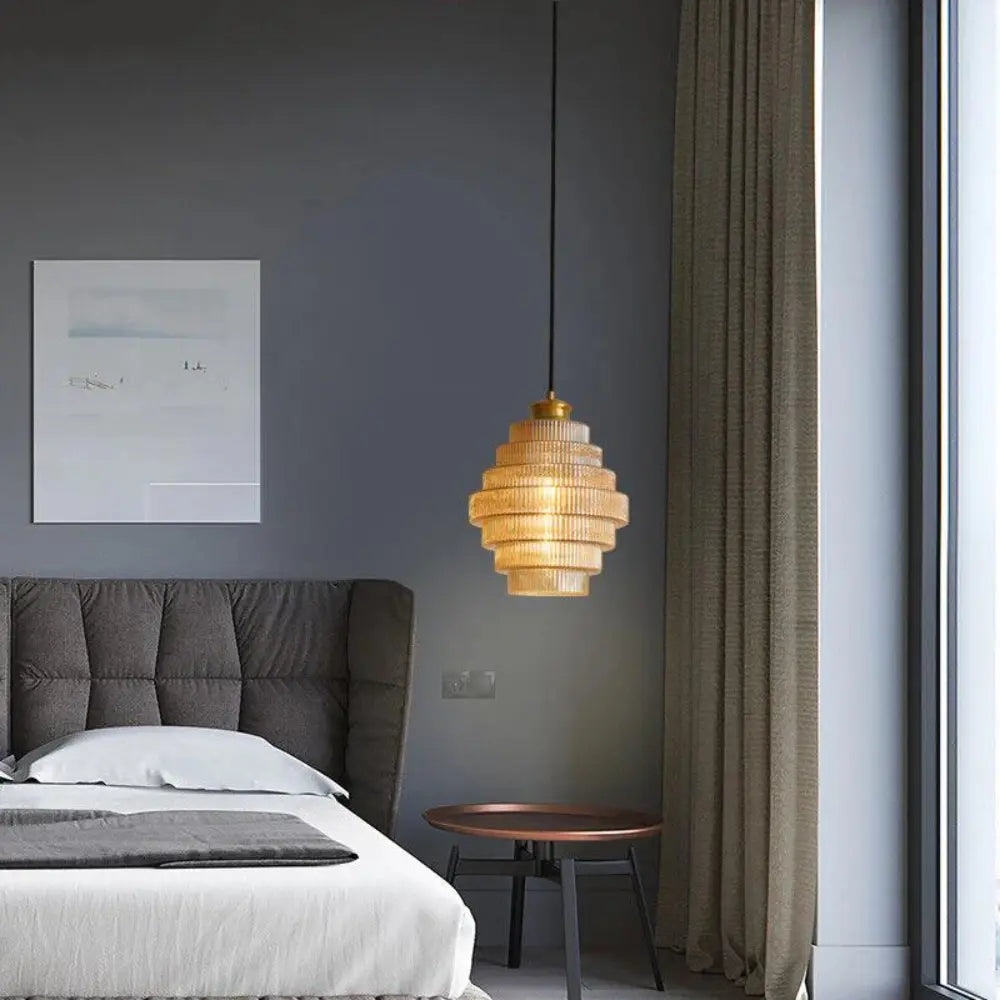 Art Deco Pendant Light  Tiered Glass Crystal Design - Product example