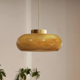 Modern Glass Ceiling Light  Amber Dome With Brass Finish - Product example