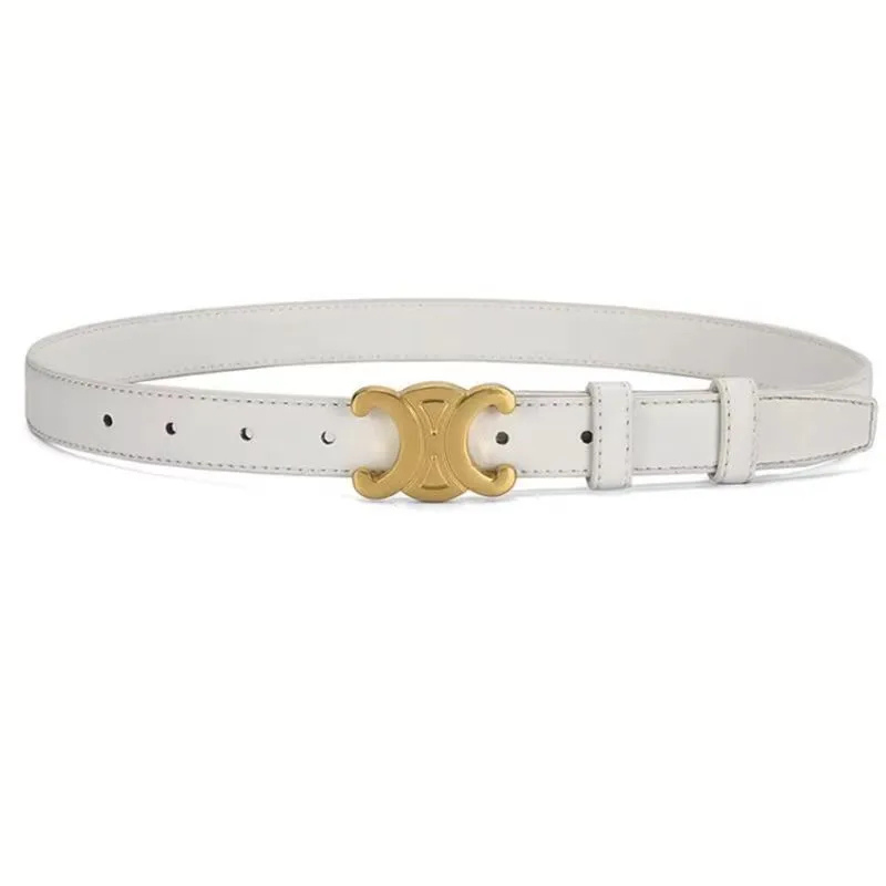 Designer Leather Belt  Gold Double C Buckle - Product detail 7
