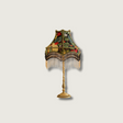 Vintage Table Lamp  Floral Fabric Shade With Beaded Fringe - Product showcase