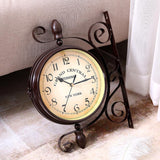 Vintage Station Wall Clock  Double-Sided Metal Mount Design - Detailed view