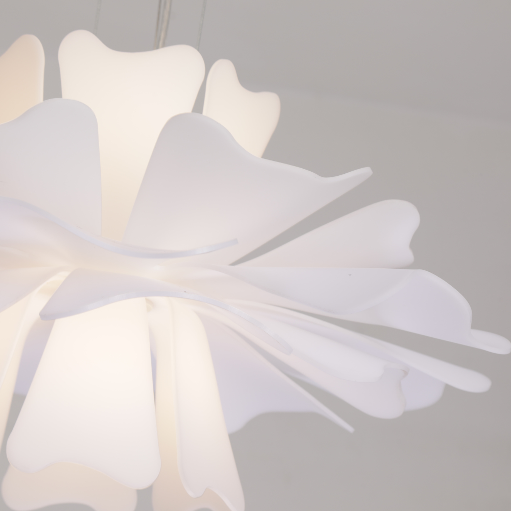 Modern Floral Pendant Light  White Acrylic Petal Design - Product example