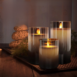 LED Flameless Candles Set  Glass Remote Control Flickering Lights - Detailed view