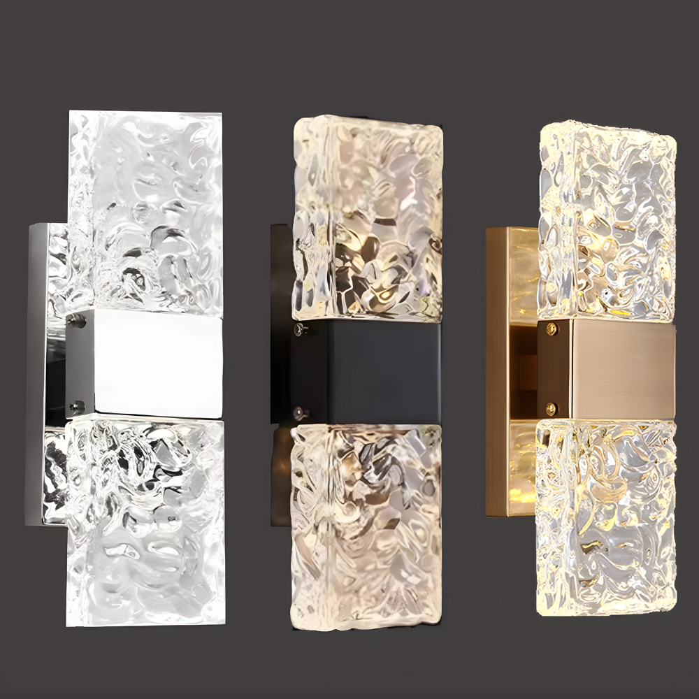 Modern Crystal Wall Light  Textured Glass LED Sconce - Product showcase