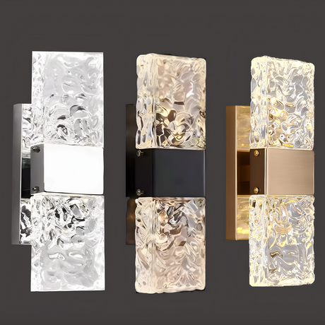 Modern Crystal Wall Light  Textured Glass LED Sconce - Product showcase