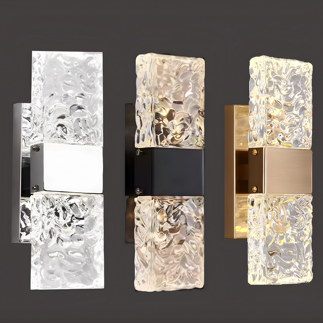 Modern Crystal Wall Light  Textured Glass LED Sconce - Product showcase