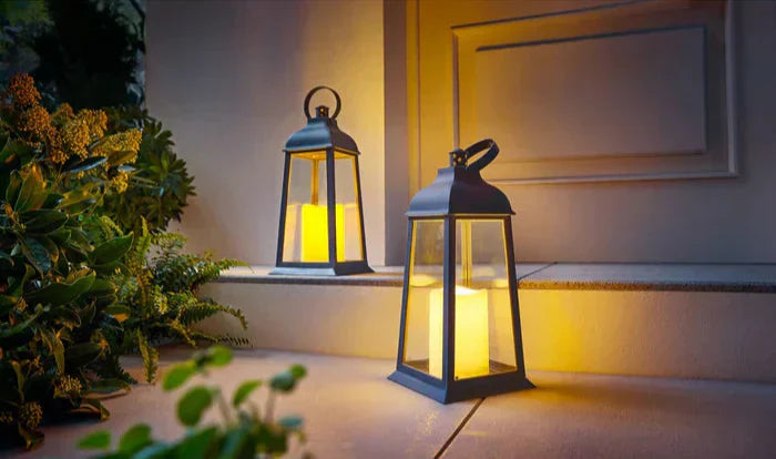Outdoor LED Lanterns  Glass Panel Flickering Flame Design - Product detail 4
