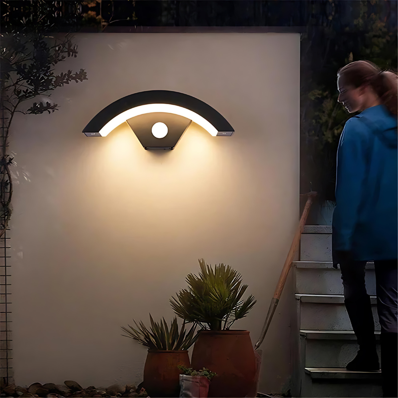 Modern Motion Sensor Wall Light  Curved Aluminum Sconce - Product example