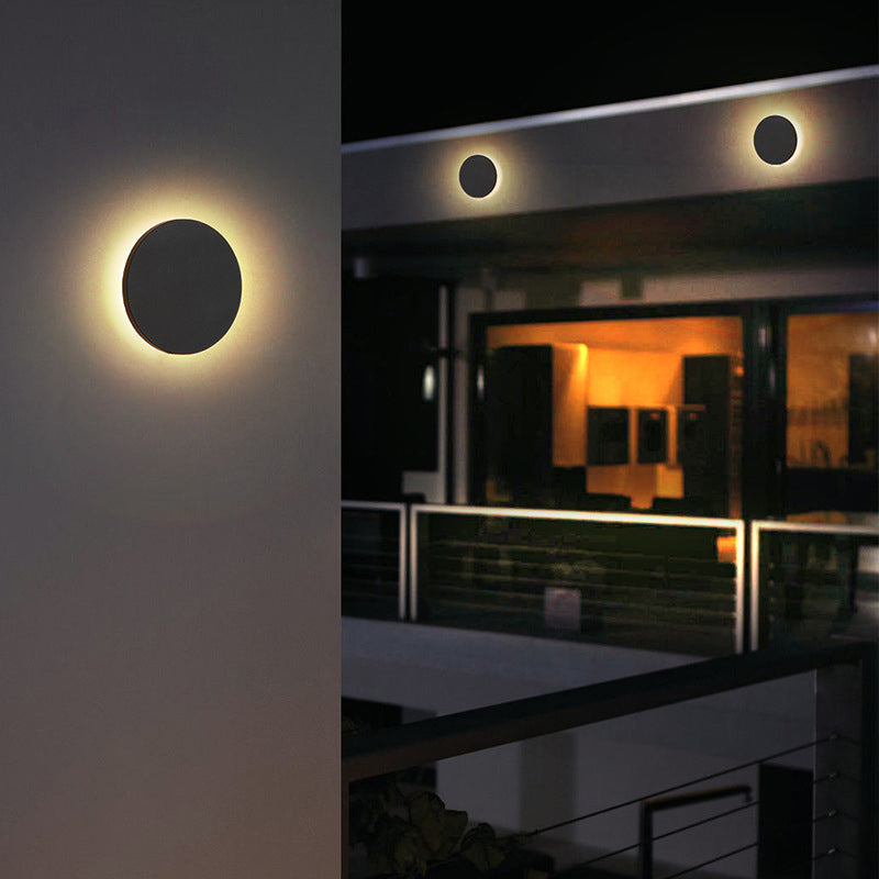 Modern LED Wall Light  Black Round Eclipse Design - Detailed view