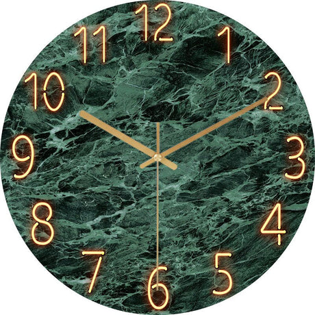 Modern Wall Clock  Neon Numbers Blue Marble Design - Product detail 7