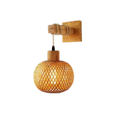Bamboo Wall Light  Natural Rattan Shade Design - Detailed view