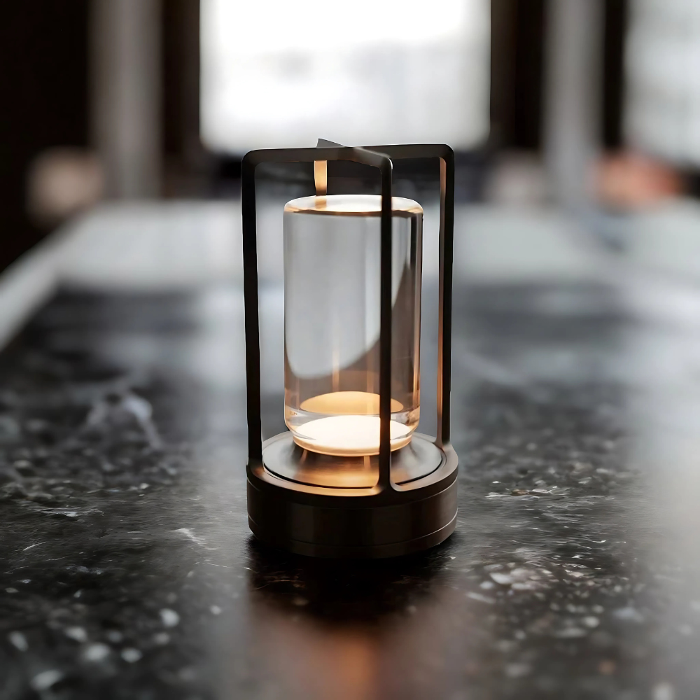 Modern Industrial Table Lamp  Glass Cylinder Metal Frame Design - Product detail 7