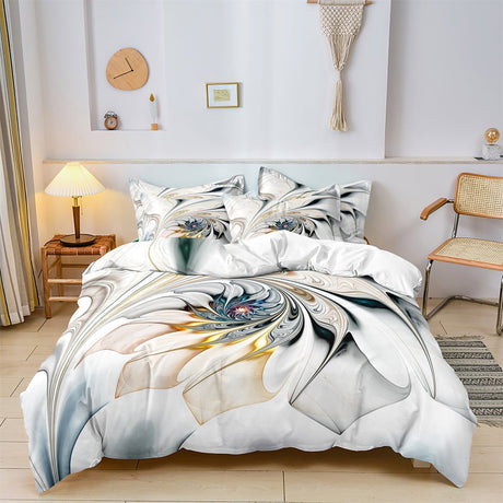 Modern Duvet Cover Set  Abstract Floral Spiral Design - Product showcase
