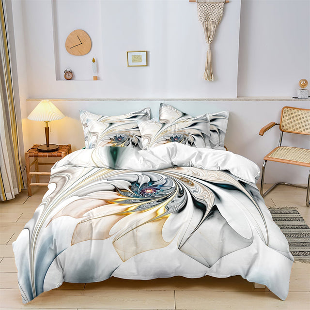Modern Duvet Cover Set  Abstract Floral Spiral Design - Product showcase