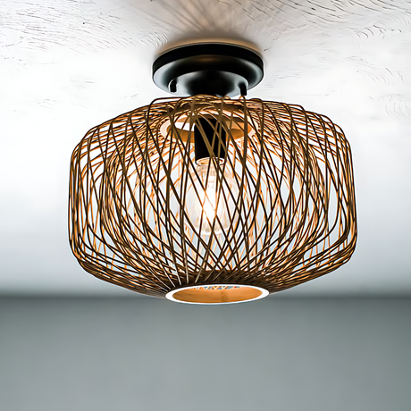 Rattan Ceiling Light  Natural Woven Drum Shade - Product detail 6