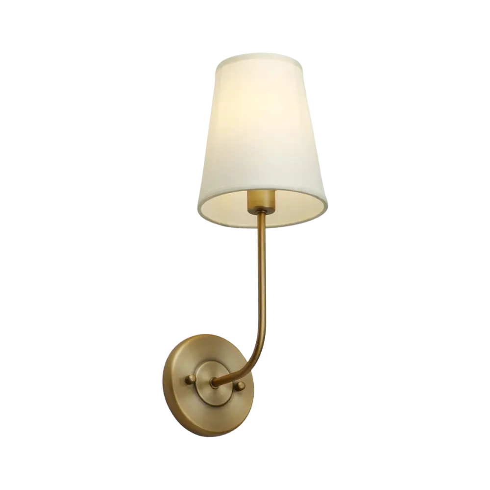 Modern Wall Sconce  Brass Frame with White Fabric Shade - Product detail 6