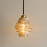 Art Deco Pendant Light  Tiered Glass Crystal Design - Detailed view