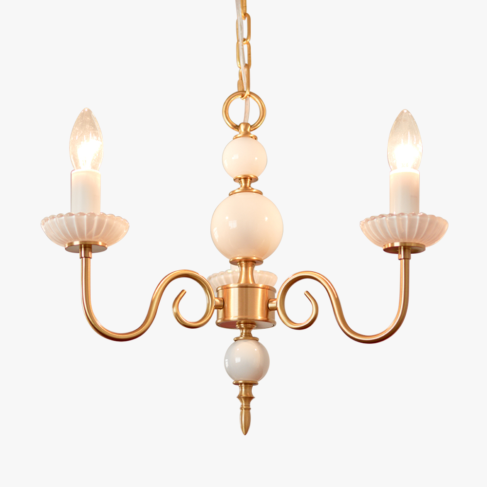 Classic Chandelier Light  Brass White Glass Design - Product detail 12
