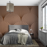 Art Deco Mural Wallpaper | Geometric Fan Pattern in Terracotta