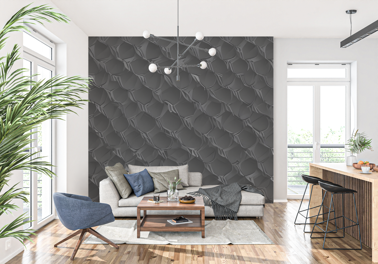 3D Mural Wallpaper | Black Snake Skin Pattern