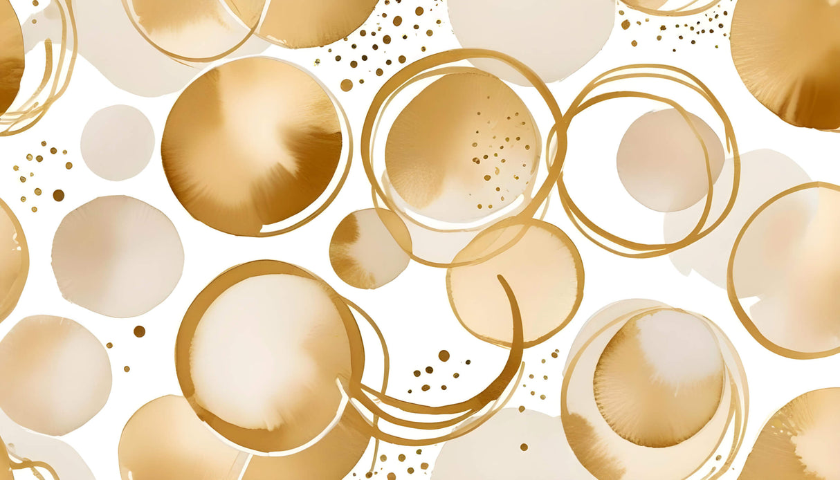 Geometric Mural Wallpaper | Gold Circular Abstract Design