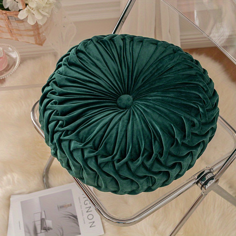Round Velvet Cushion  Pleated Design with Center Button - Product detail 14
