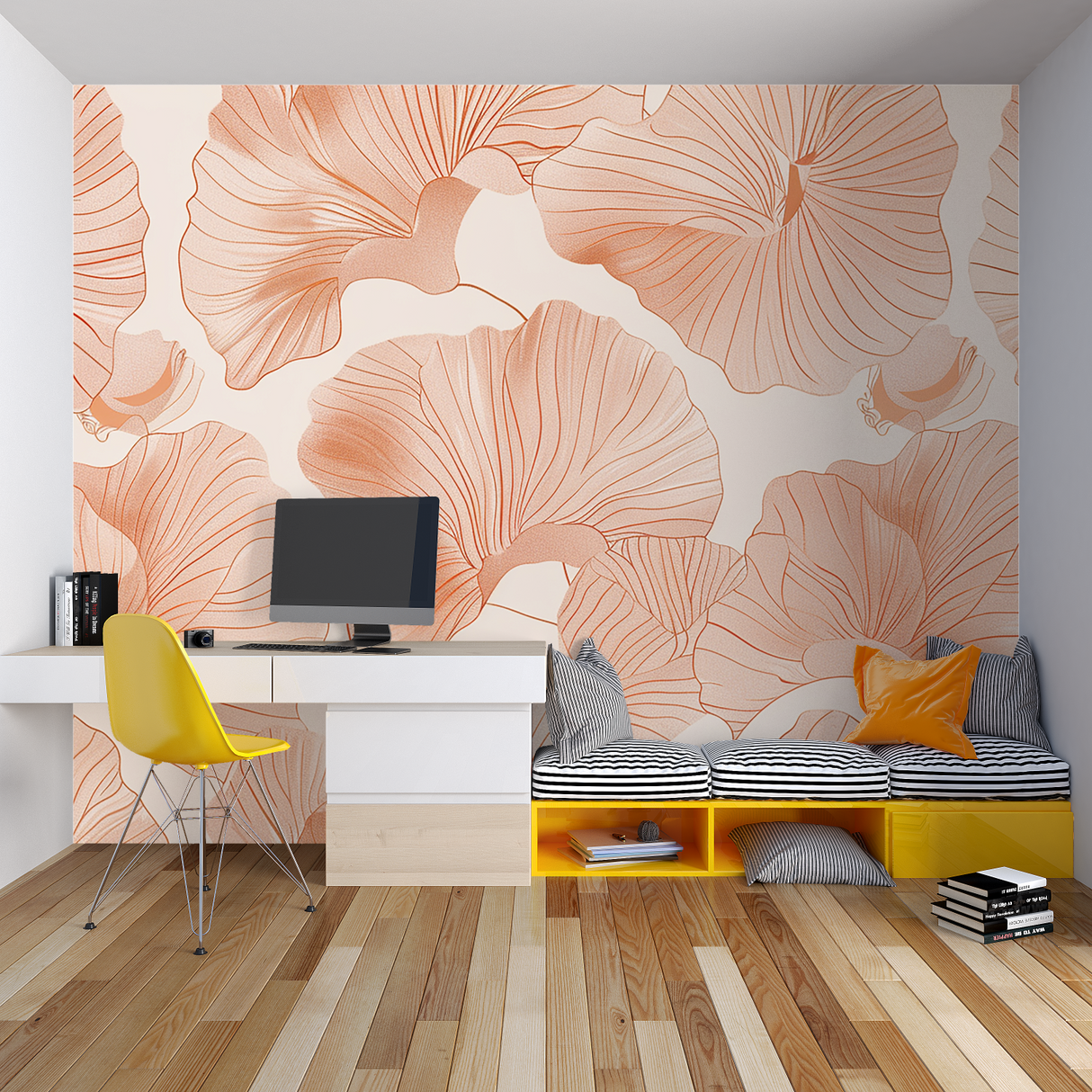 Floral Mural Wallpaper | Large Scale Terracotta Petals