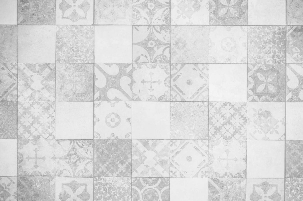 Geometric Mural Wallpaper | Vintage Tile Pattern in Grey
