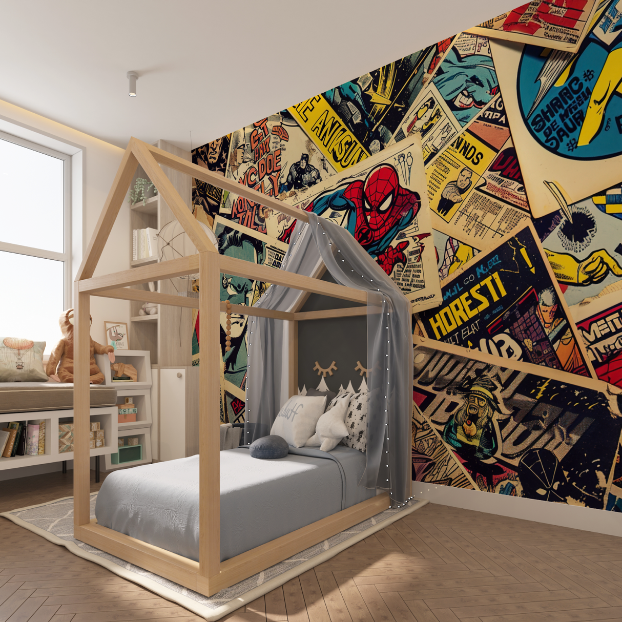 Comic Book Mural Wallpaper | Retro Superhero Collection