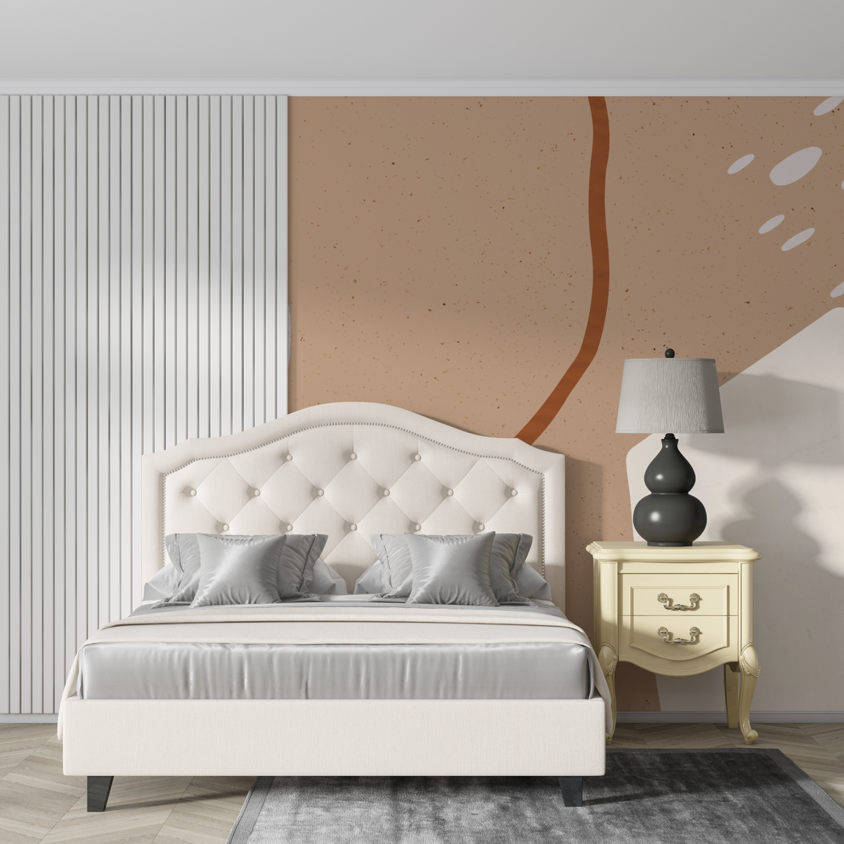 Abstract Mural Wallpaper | Terracotta Curves and Circles Design