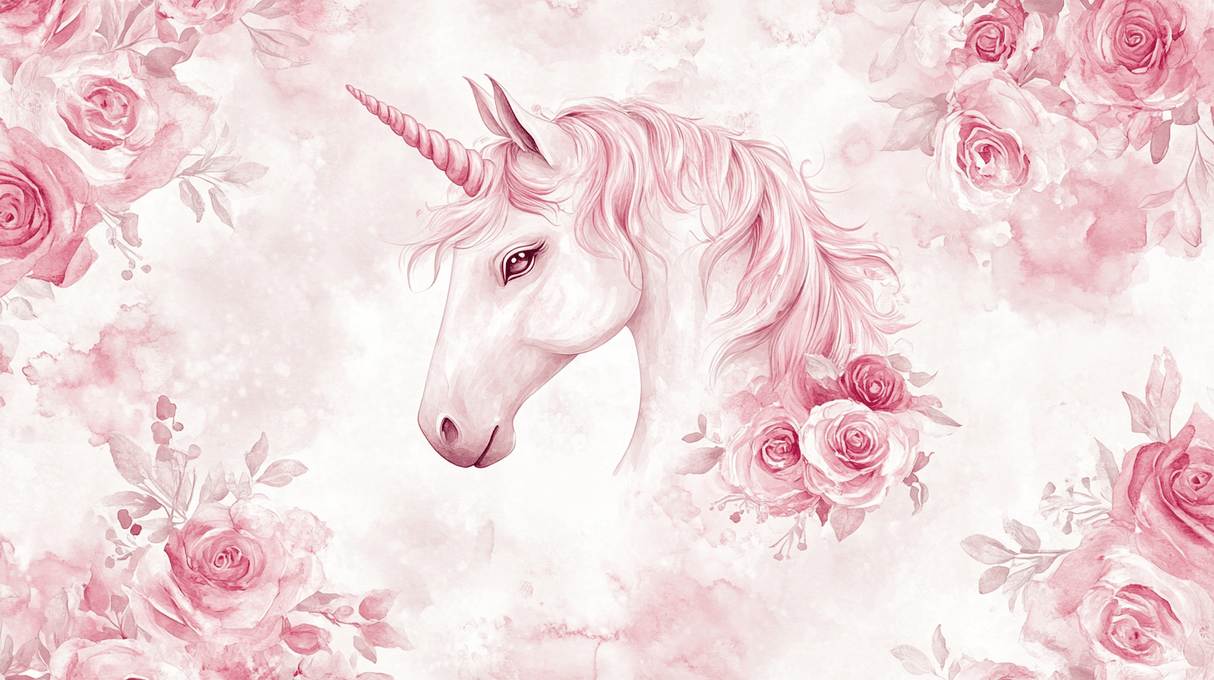 Unicorn Mural Wallpaper | Pink Floral Fantasy Design