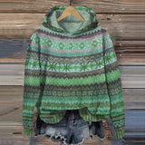 Nordic Winter Hoodie  Traditional Fair Isle Pattern - Detailed view