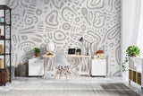 Abstract Mural Wallpaper | Modern Grey Line Art Pattern