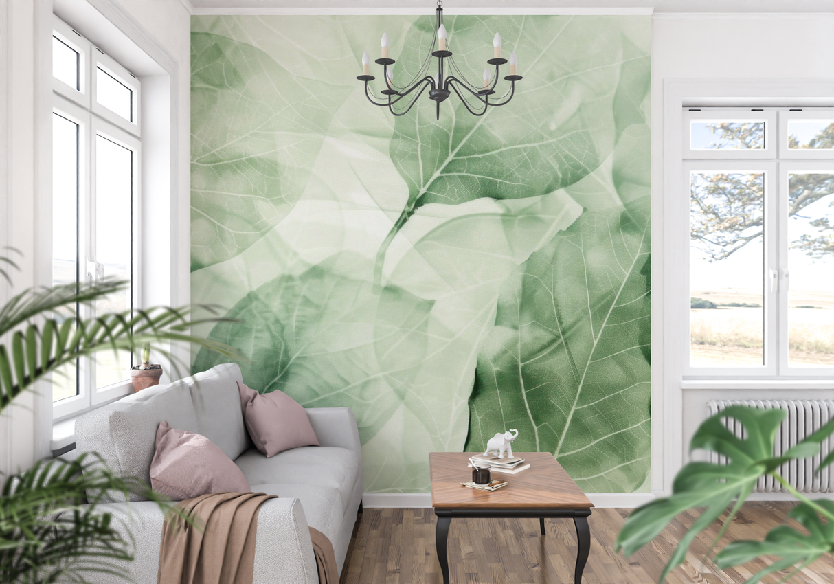 Foliage Mural Wallpaper | Ethereal Green Leaves Design