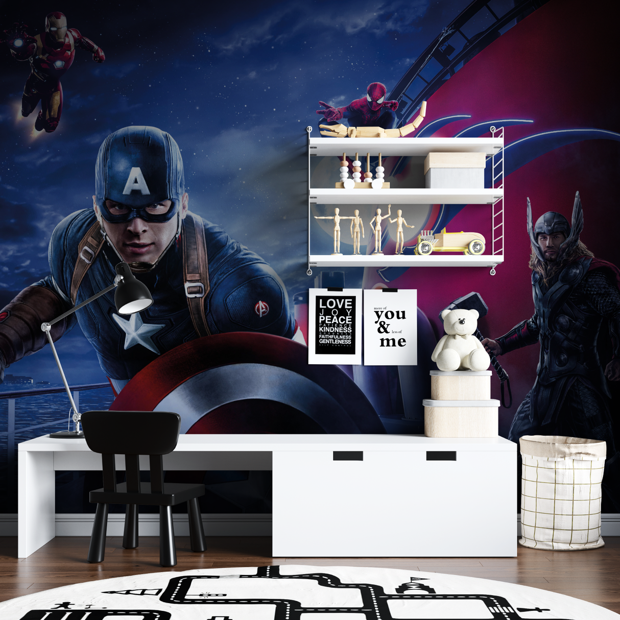 Superhero Mural Wallpaper | Marvel Avengers Night Scene
