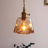 Vintage Glass Pendant Light  Amber Textured Shade - Product detail 5
