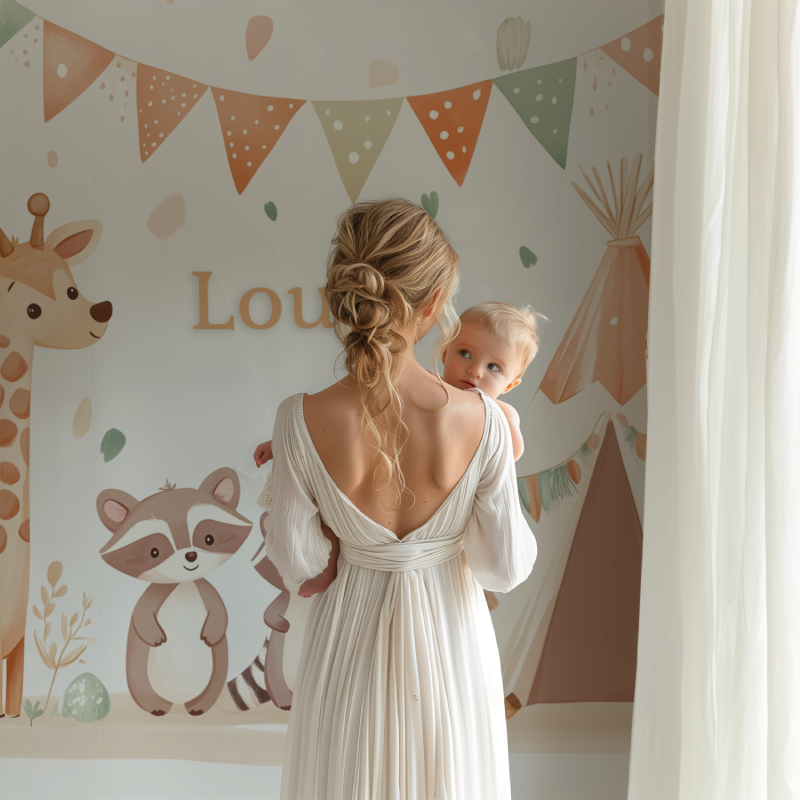 Forest Animals Mural Wallpaper | Nursery Teepee and Woodland Friends