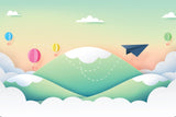 Kids Mural Wallpaper | Paper Airplane and Hot Air Balloons Adventure