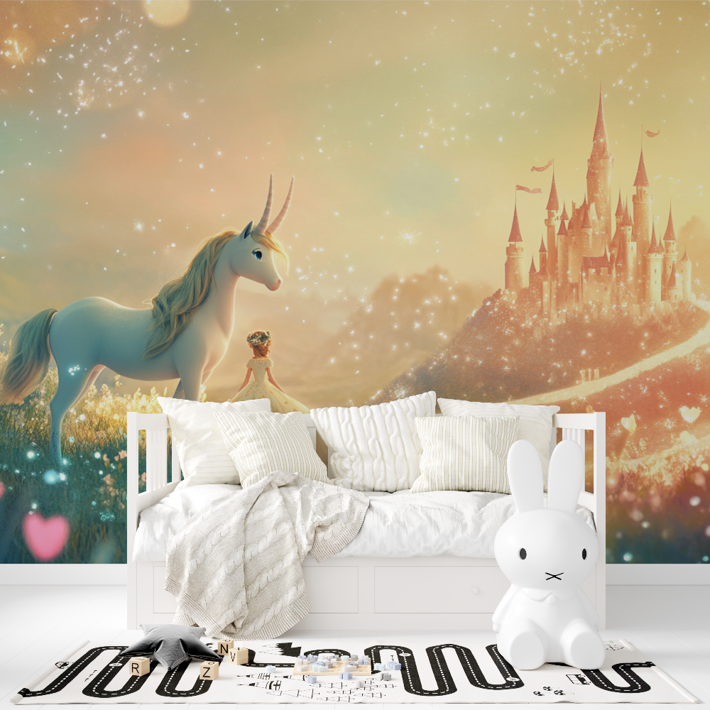 Princess Mural Wallpaper | Unicorn and Enchanted Castle