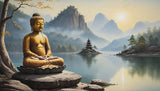 Japanese Mural Wallpaper | Zen Buddha with Mountain Lake