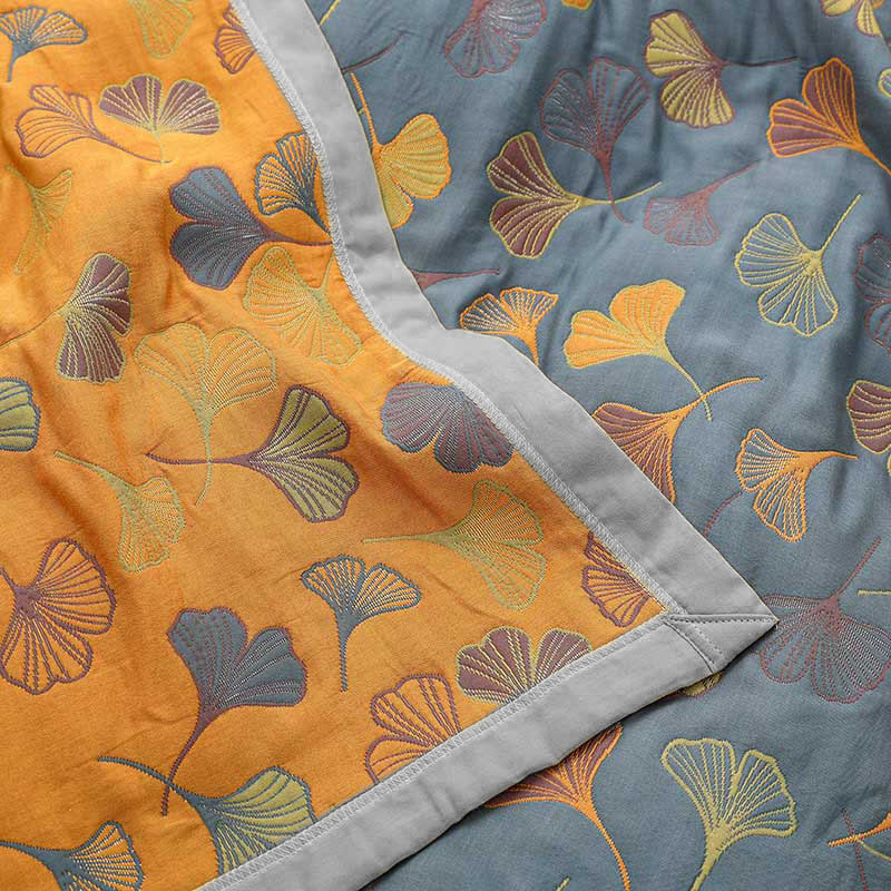 Botanical Duvet Cover  Reversible Cotton Ginkgo Leaf Pattern - Product detail 5
