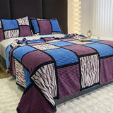 Geometric Flannel Blanket  Teal Beige Checkered Pattern - Product detail 12