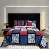 Geometric Flannel Blanket  Teal Beige Checkered Pattern - Product detail 4