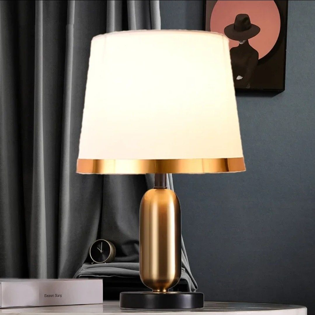 Modern Table Lamp  Black Shade Gold Trim Design - Product detail 9