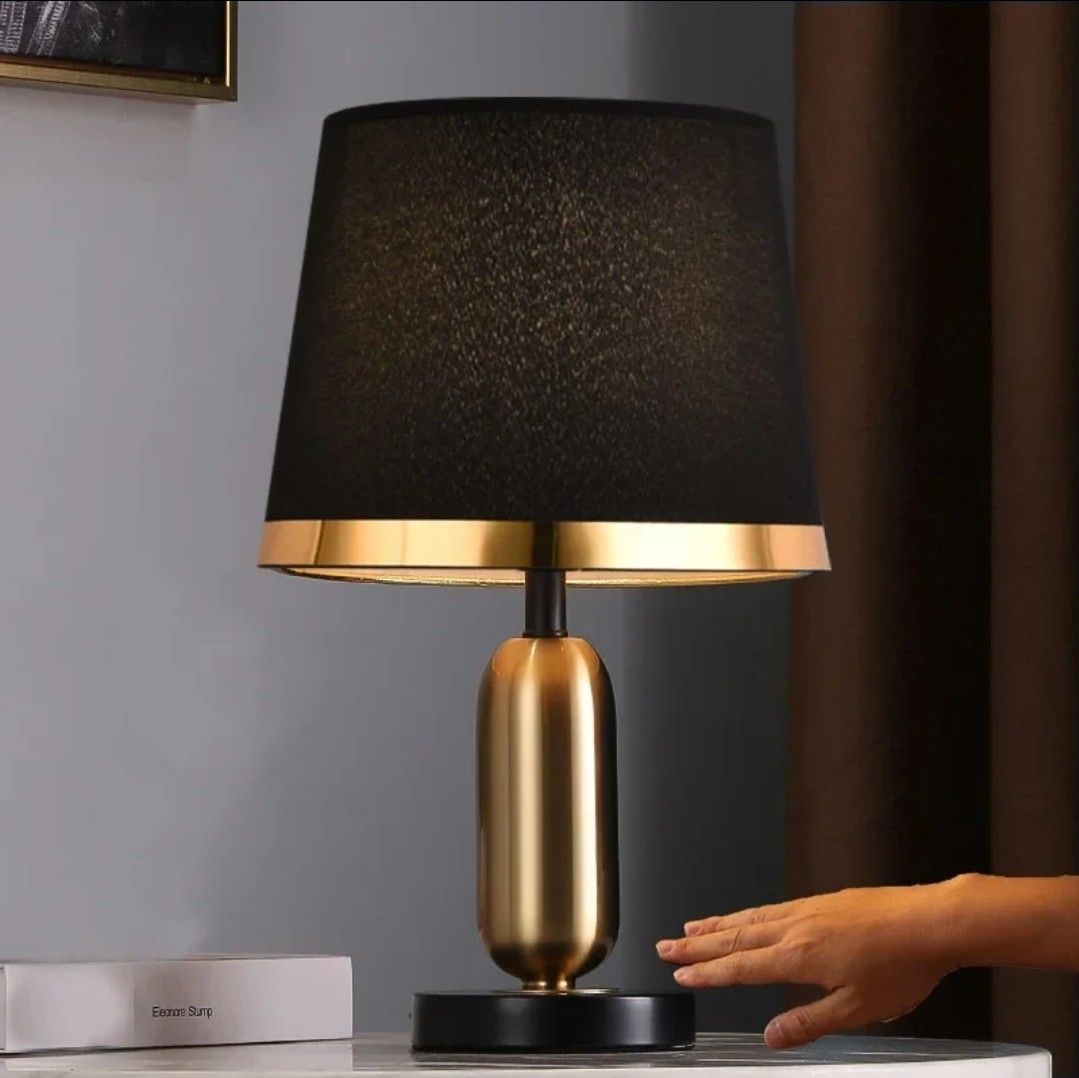 Modern Table Lamp  Black Shade Gold Trim Design - Product detail 8