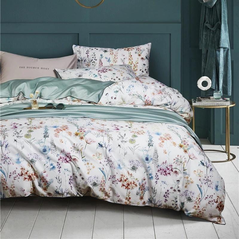 Floral Cotton Duvet Set  Botanical Print Egyptian Cotton - Product showcase