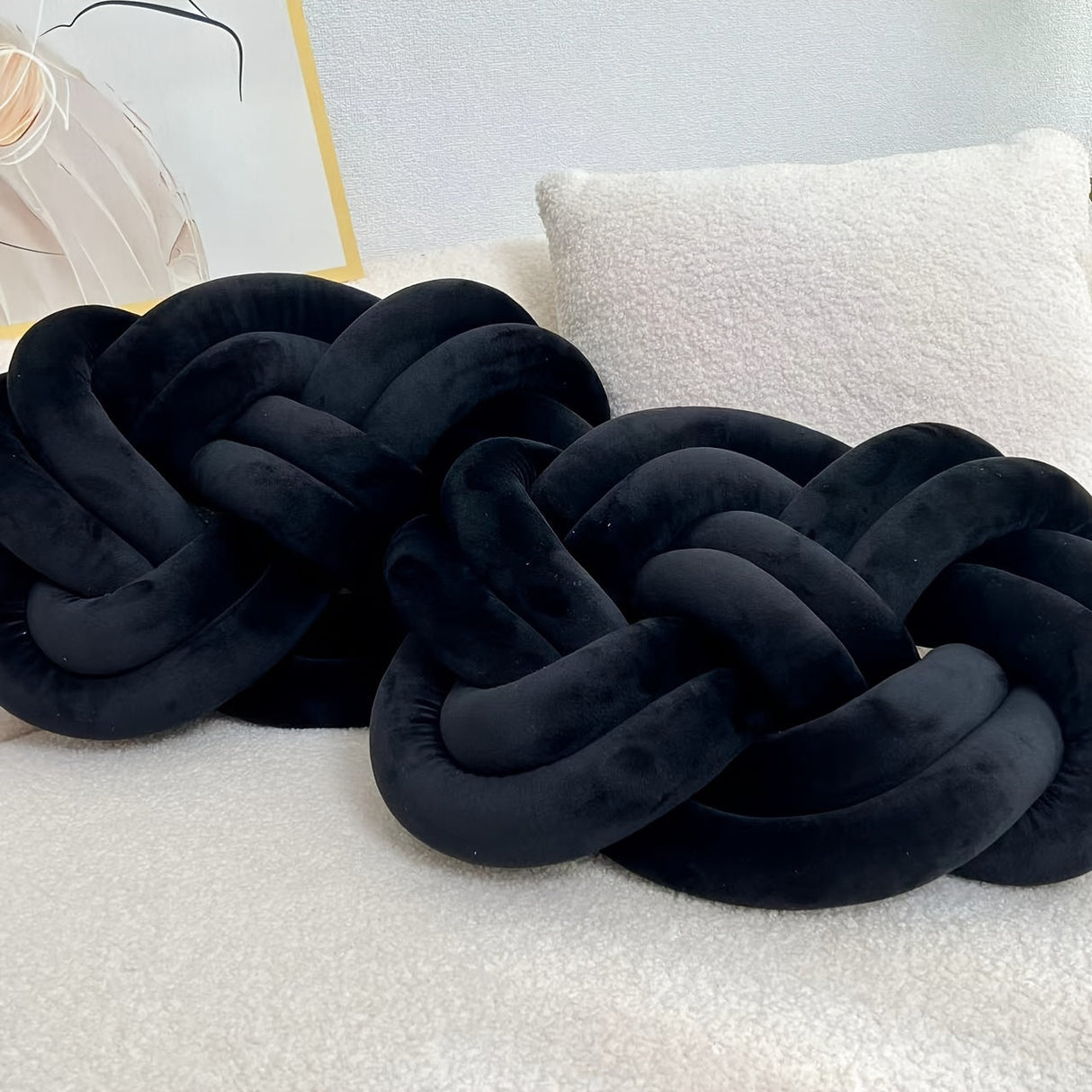 Decorative Knot Cushions  Plush Braided Design - Product example